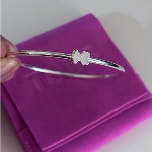 Tous Silver Bear Bangle Bracelet 18cm